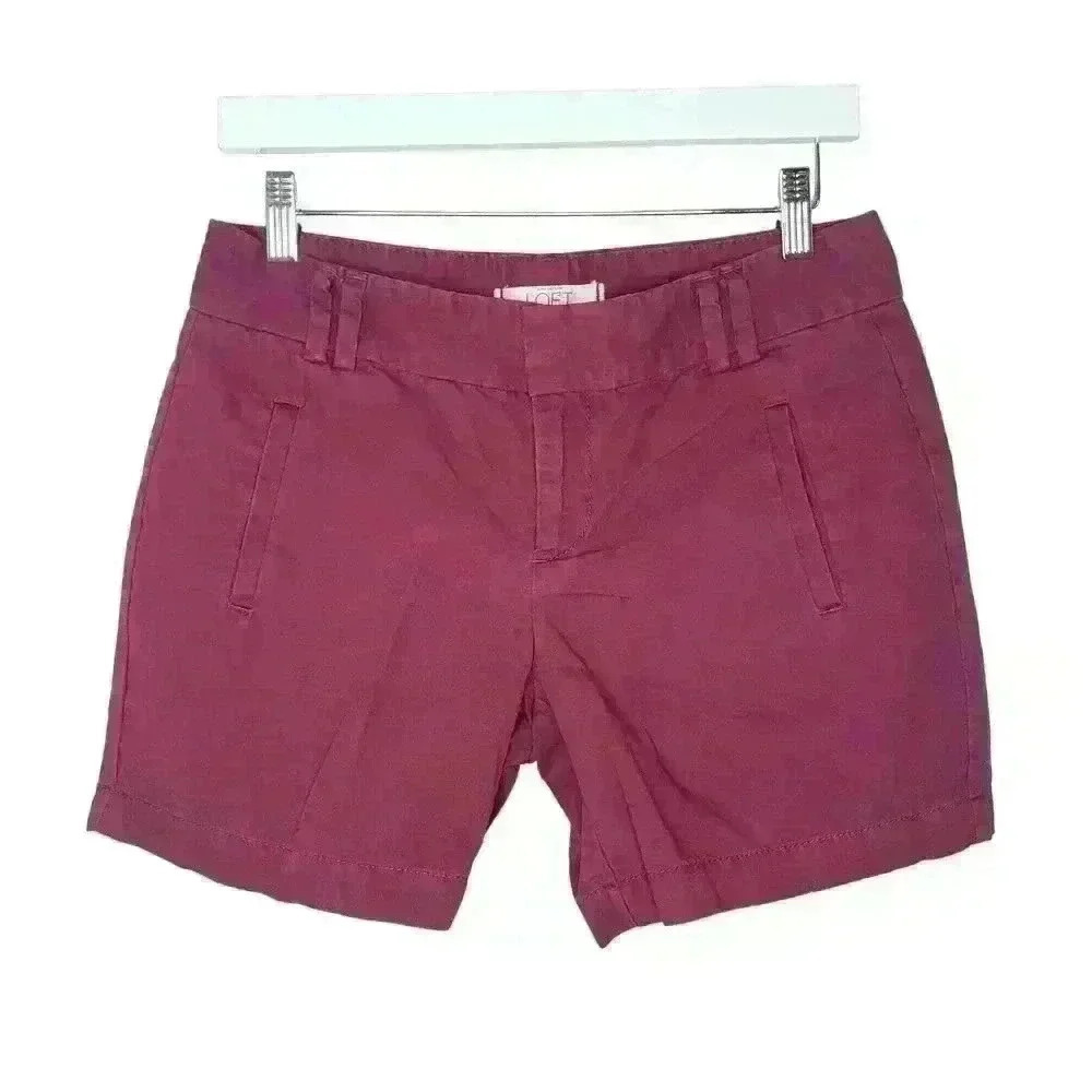 Ann Taylor LOFT maroon cotton shorts 6 inch inseam size 2